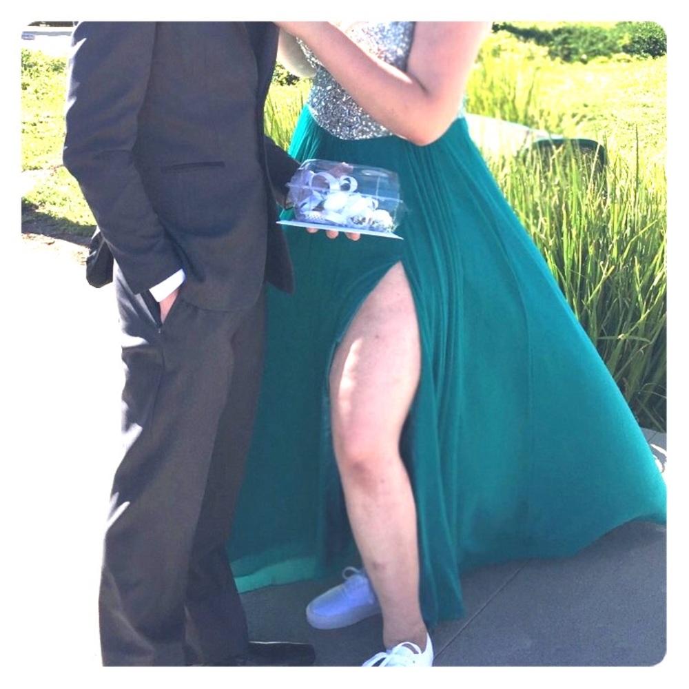 Strapless, “Robin Egg,” Bedazzled Prom Dress